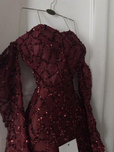 فستان سهره عودي راقي معا اكمام