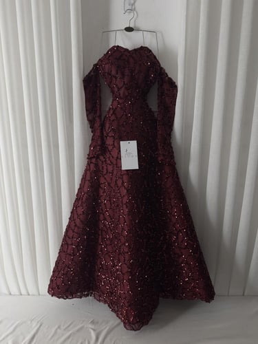 فستان سهره عودي راقي معا اكمام