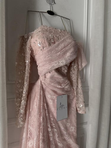 فستان زهري دانتيل سهره راقي