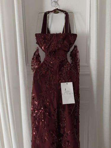 فستان عودي سهره تطريز راقي