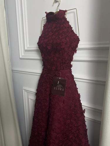 فستان سهره مورد عنابي غامق