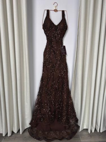 فستان سهره بني طويل