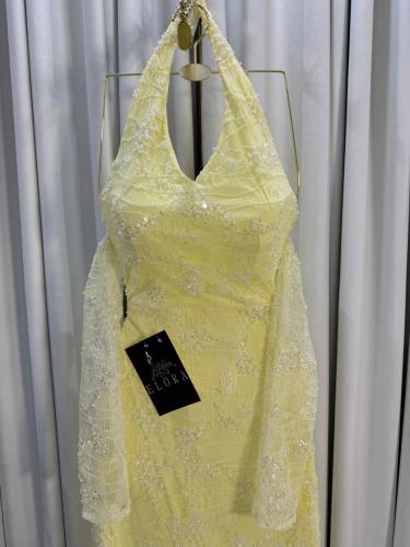 فستان ليموني مطرز شكً كامل