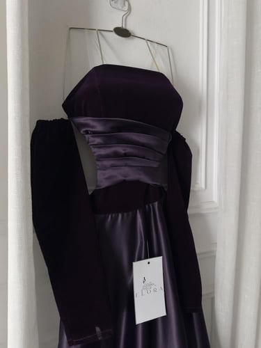 فستان موف جوخ معا اكمام