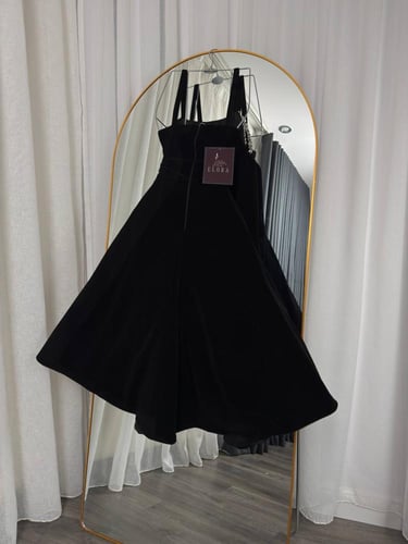 فستان جوخ اسود ميدي راقي