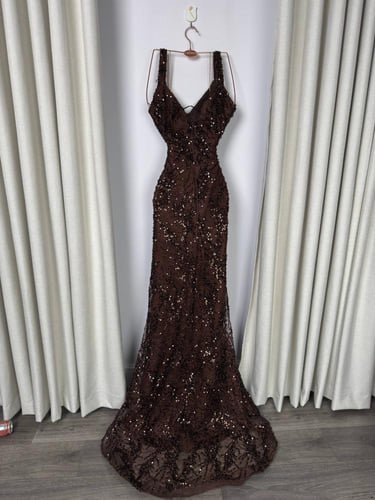 فستان سهره بني طويل