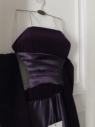 فستان موف جوخ معا اكمام