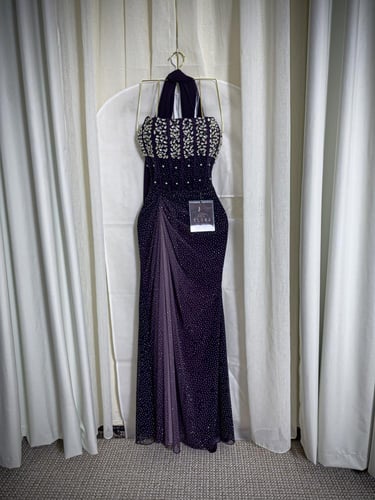 فستان لمعه موف مطرز