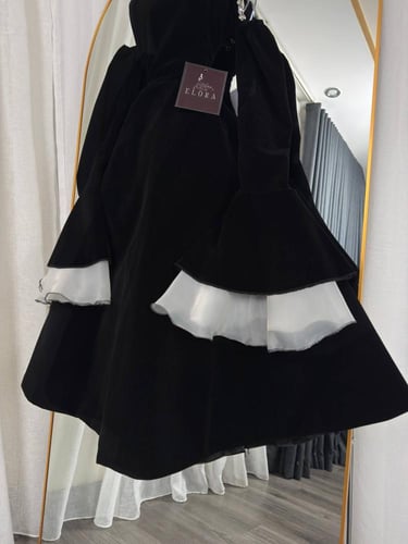 فستان جوخ اسود ميدي راقي