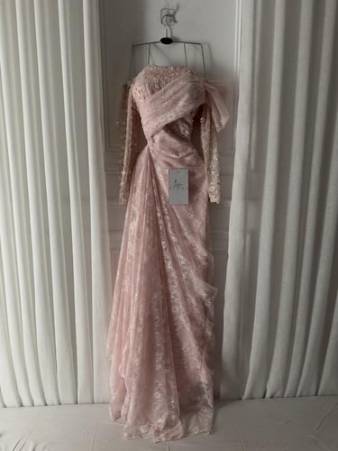 فستان زهري دانتيل سهره راقي