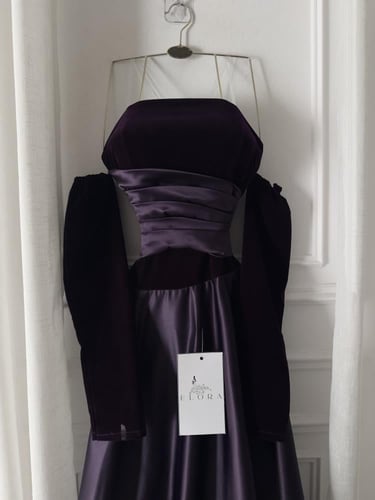 فستان موف جوخ معا اكمام