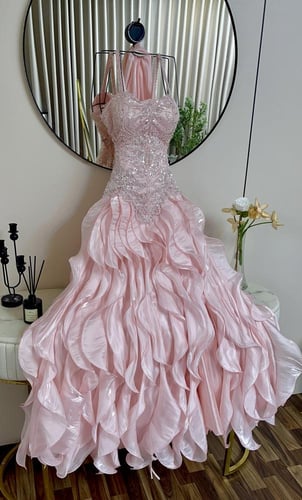 فستان سهره زهري معا تطريز يدوي