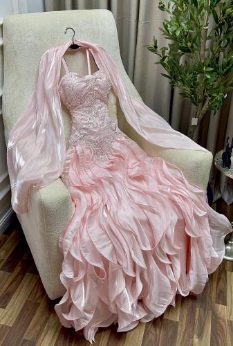 فستان سهره زهري معا تطريز يدوي