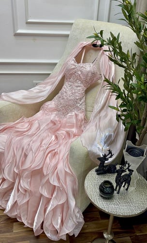 فستان سهره زهري معا تطريز يدوي