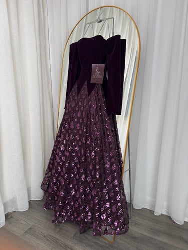 فستان سهره مخمل موف راقي