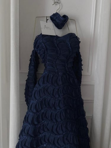 فستان سهره كحلي فاتح