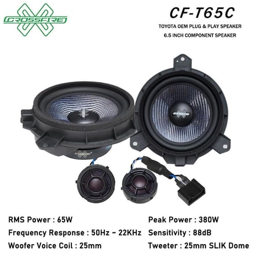 Crossfire CF-T65C – طقم سماعات مكوّن ثنائي للسيارة...