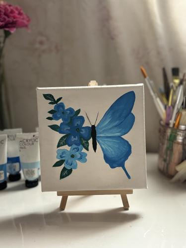 لوحة الفراشة المزهرة الزرقاء