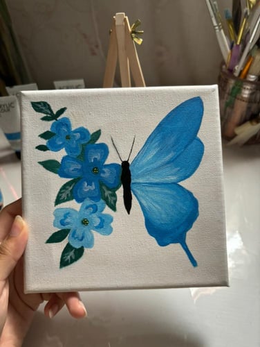 لوحة الفراشة المزهرة الزرقاء