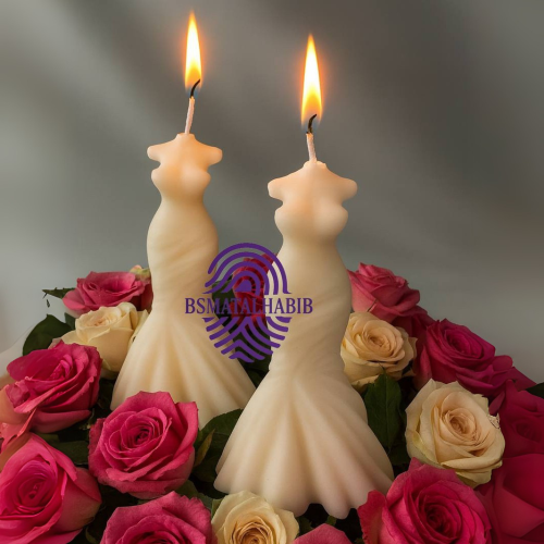 شموع معطرة بشكل فستان عروس – درزن (12 حبة)