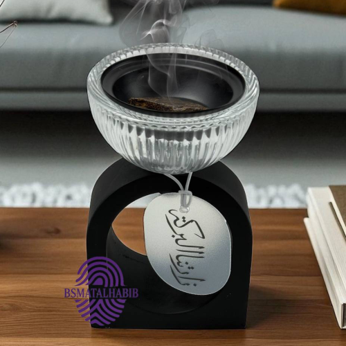 مبخرة كريستال سوداء بعبارة ترحيبية – درزن (12 حبة)