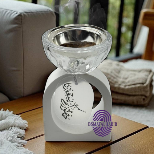 مبخرة كريستال بيضاء بعبارة ترحيبية – درزن (12 حبة)