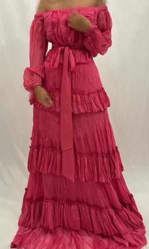 فستان طبقات شيفون مكرمش