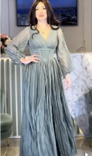 فستان العيد من الشيفون المكرمش