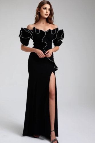 فستان سهره ذو قصه على الأكمام