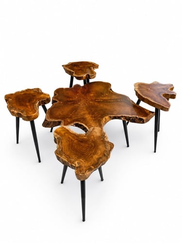 Natural wood tables 1+4