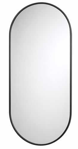 Oval wall mirror with black frame