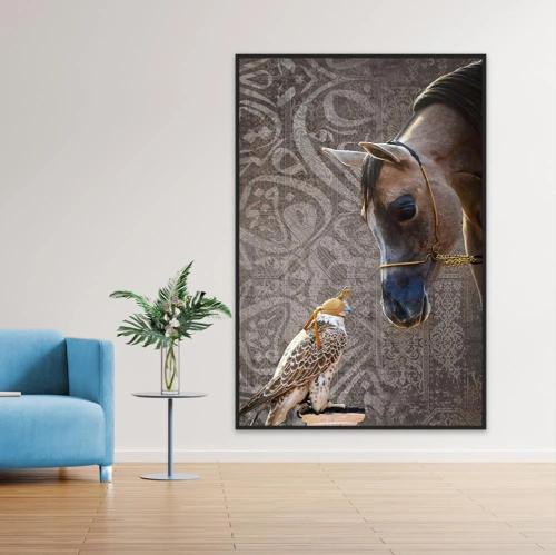 لوحة خيل عربية بتصميم عصري