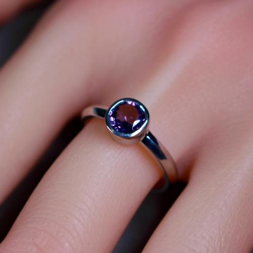 Natural Purple Spinel Ring – Near Round