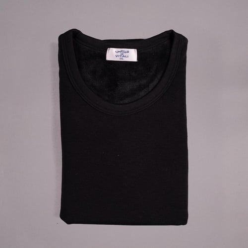 فنيلة شتوية رجالي كم قصير اسود فرو | فيتالي