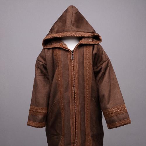 فروة ولادي مخمل بسحاب | بني