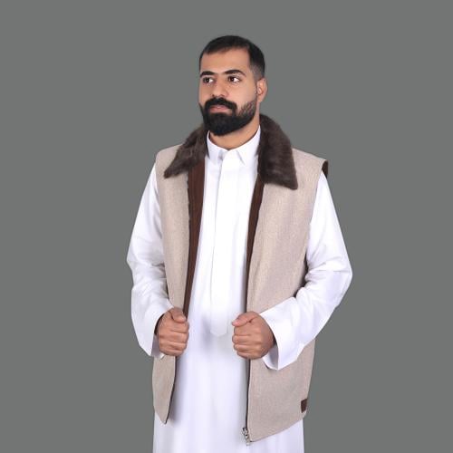 سديري رجالي دبل فيس | بني غامق×بيج