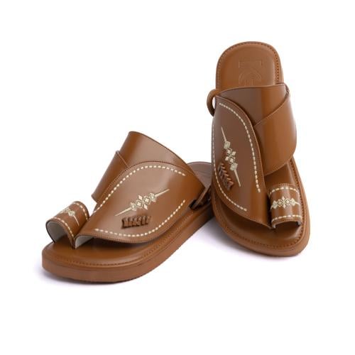 نعال مطرز لون بني كفتون