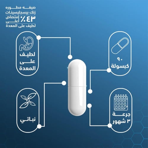 فيتامين زنك بيسجليسينات 50 ملغم 90 كبسولة من هوليس...