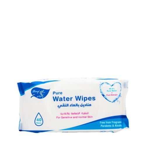 مناديل بالماء النقي للبشرة الحساسة والعادية 40 مند...