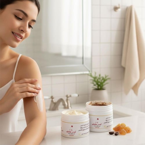 بكج لمسه مخمليه (صابونيه ومقشر القهوه الثلاثيه بخل...