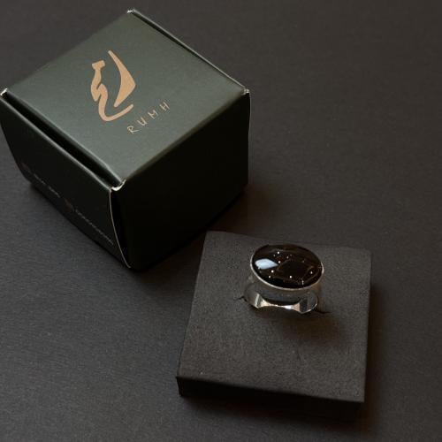 خاتم فضة عقيق أسود ملكي