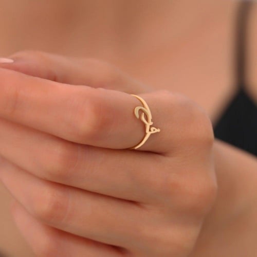 خاتم رقيق مطلي بذهب عيا21