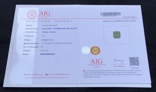تورمالين موزمبيقي طبيعي (غير معالج) 8.23 قيراط
