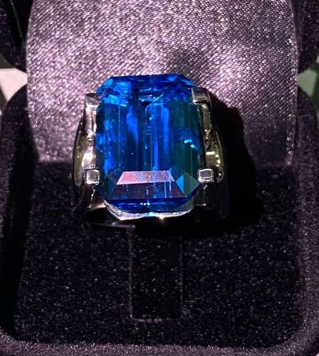 خاتم فضة بحجر توباز طبيعي المقاس 9 امريكي