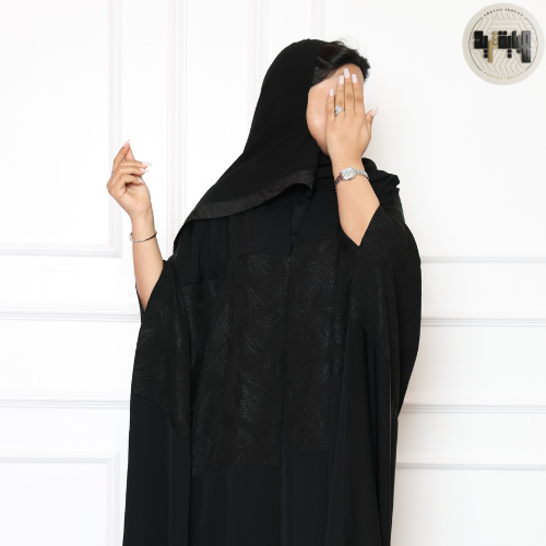 عباية بشت قطري سوداء بنقشة مشجرة – تصميم فخم بطابع...