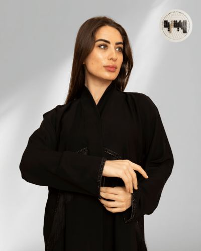 عباية مطرزة بالخرز مع أهداب فاخرة تصميم سهرة أنيق