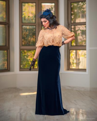 Blue velvet dress