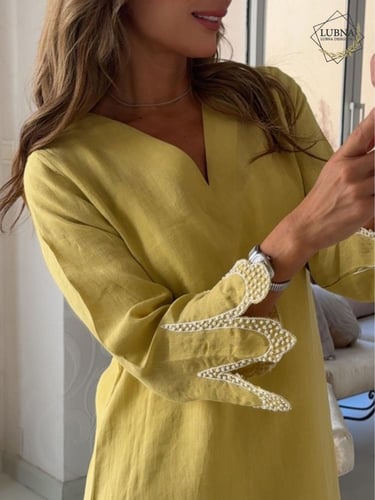 ثوب تطريز نقط اصفر