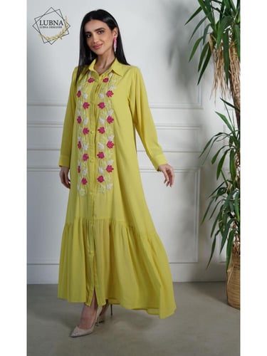 جلابية كريب جورجيت تطريز يدوي