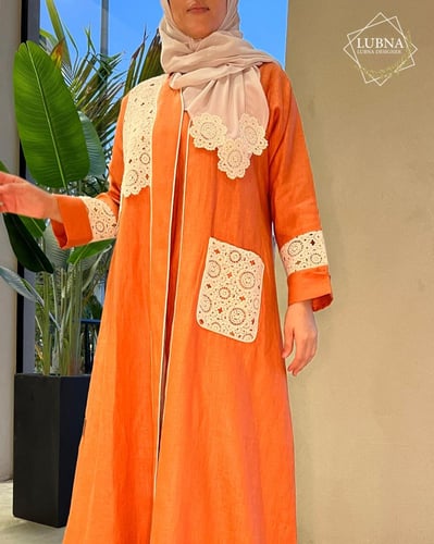 عباية لينن كروشية